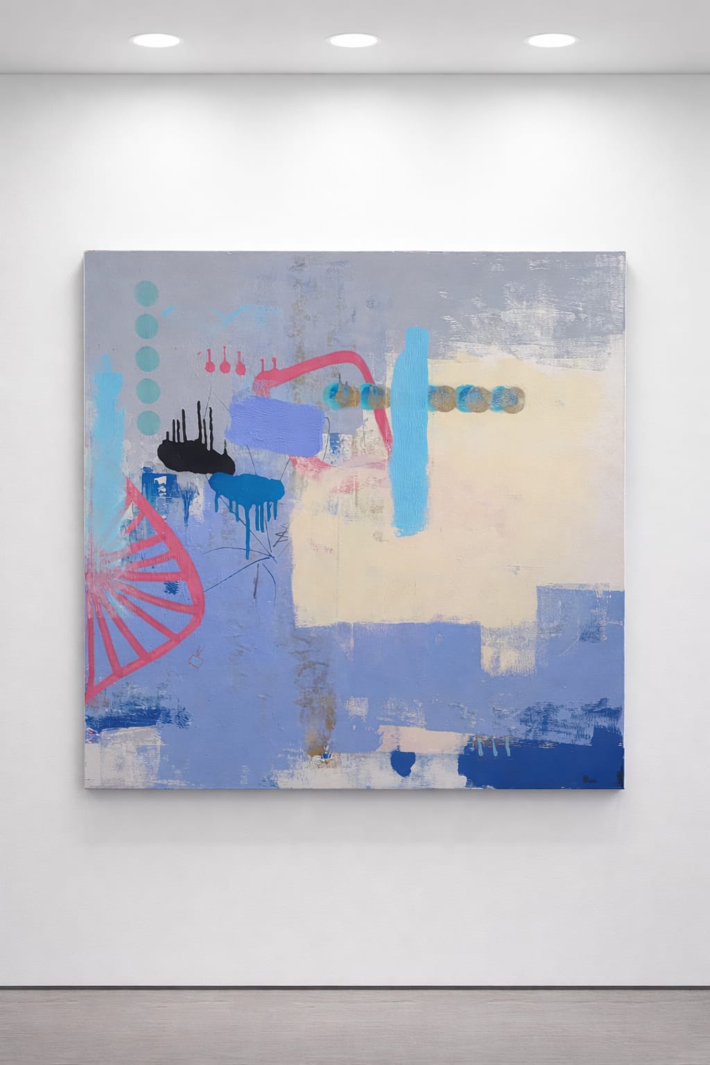 Pintura abstrata original em tons azuis e amarelos — obra abstrata contemporânea de ROD7