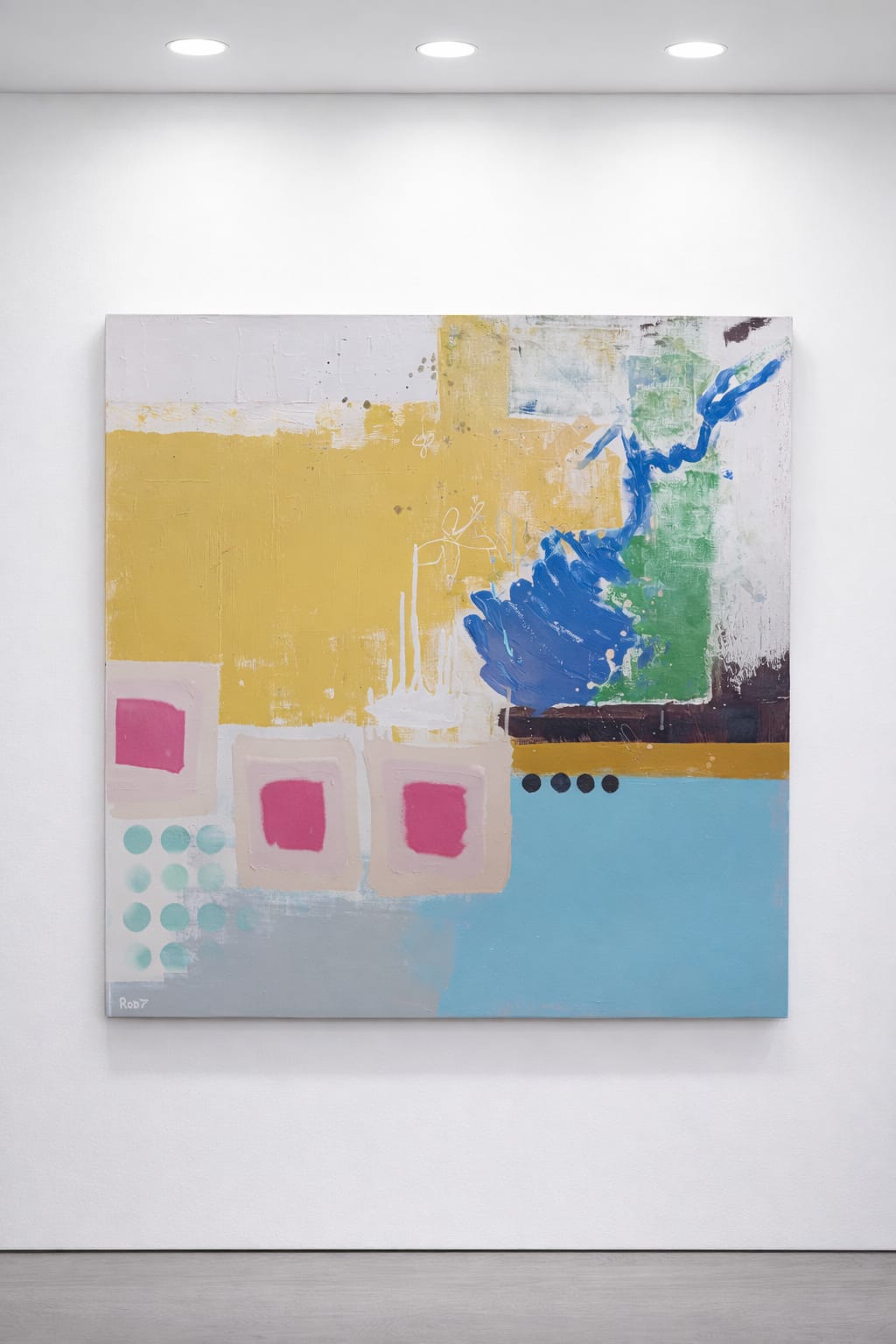 Quadro abstrato contemporâneo com camadas de cor e textura — arte abstrata original Rod7